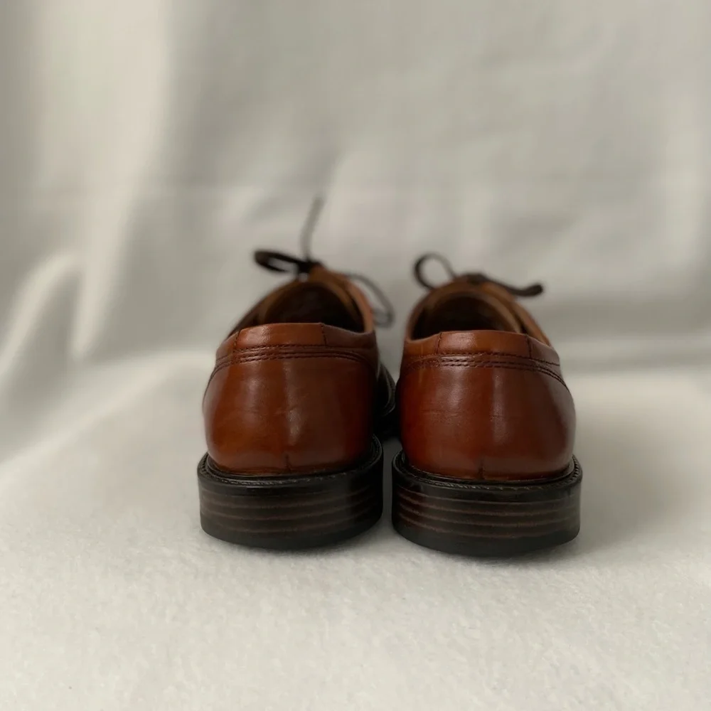 Johnston & Murphy Size 8 1/2 Mens Brown Leather Plain Toe Lace up Oxford
